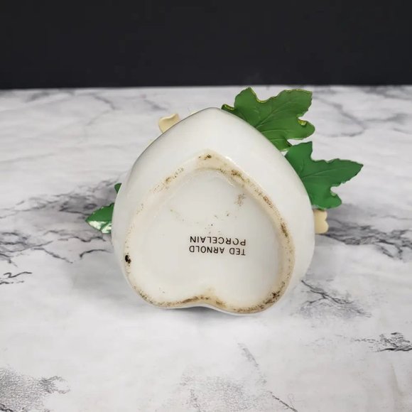 Porcelain Heart Ted Arnold Enameled Metal Flowers Vintage - Picture 8 of 9